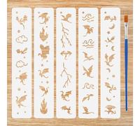 FINGERINSPIRE 5pcs Pochoirs de Peinture Dragon Flamme Avec Pinceau 28x5cm Plastique Pet Dragon Volant Dessin Modèle Pochoir Flamme Creuse Nuage Vague Motif Animal Thème Modèle pour Peinture sur Bois