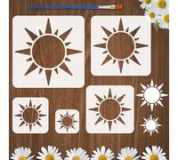 FINGERINSPIRE 5Pcs Pochoirs Soleil Avec Pinceau 5Tailles Pochoirs à Peindre Le Soleil Pochoir Automne Réutilisable Pet pour la Maison Pochoir de Décoration Thème Fantaisie pour Bois Mur Sol Meubles