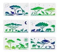 FINGERINSPIRE 6 Pcs Animaux Pochoirs Gabarit 15x30cm Animaux Sauvages en Plastique Dessin Peinture Réutilisables pour Peinture
