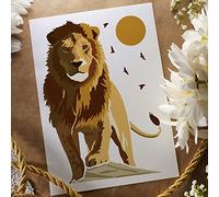 FINGERINSPIRE 6 pcs Couches Lion Pochoir 29.7x21cm Réutilisable Lion King Pochoir DIY Artisanat Lion Motif Dessin Pochoir Forêt Animal Pochoir pour Peinture sur Mur, Meubles, Bois, Papier