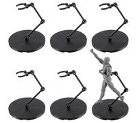 FINGERINSPIRE 6 Sets Support d'Exposition pour Maquettes 10x20,5cm Support de Présentation pour Figurines en Plastique Réglable Noir avec Base Ronde Plate Compatible avec 1/144 HG RG SHF