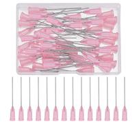 FINGERINSPIRE 60Pcs Aiguille de Distribution à Pointe Émoussée 20G Avec Luer Lock 55mm de Long en Plastique Rose Avec 304 Broches en Acier Inoxydable pour Le Remplissage D'Encres Liquides et de Colle