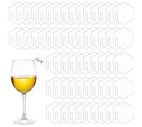 FINGERINSPIRE 60pcs Étiquettes de Boisson en Acrylique Hexagone Champagne Marqueurs de Boisson Miroir Acrylique Disque Étiquette de Boisson en Acrylique Étiquette de Boisson pour Fête de Mariage
