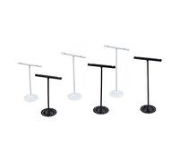 FINGERINSPIRE 6Pcs Boucle d'oreille T Stand Fer T Bar Boucle d'oreille Affichage Bijoux Vitrine Organisateur Présentoir (Base Ronde Noir/Blanc, 3 Hauteurs 3,54-4,92 Pouces)
