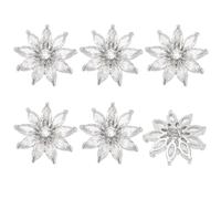 FINGERINSPIRE 6Pcs Bouton à Tige en Cristal de Fleur 17.5mm Boutons en Strass Argentés avec 1 Trous en Alliage de Platine Cristal à Coudre sur Le Bouton à Tige en Zircone Cubique Transparent Dos Plat