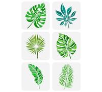 FINGERINSPIRE 6Pcs Pochoir de Peinture de Feuilles Tropicales 20x20cm Monstera Ceriman en Caoutchouc Herbe Feuille de Palmier Pochoir de Pulvérisation Thèmes de Plantes en PET Pochoir de Pulvérisation