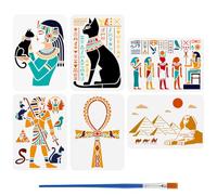FINGERINSPIRE 6Pcs Pochoirs Égyptiens pour la Peinture Au Pinceau 21x29.7cm Pochoir D'Architecture Ankh Réutilisable Pochoir à Motifs Évidés de Symboles Égyptiens Pochoir Pet sur Le Thème de L'Egypte