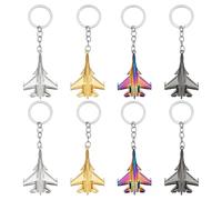 FINGERINSPIRE 8 Pcs Porte-Clés Avion 3D 4 Couleurs Porte-Clés Avion en Alliage de Zinc Avec Anneaux 125mm Pendentif Design Vol Charme Accessoire pour Sacs à Dos Cadeaux Voyage et Passionnés D'Aviation