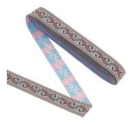 FINGERINSPIRE 9 m Ruban Brodé Vintage 20 mm de Large Ruban Polyester Brodé Marron Noix de Coco Motif Vague Ruban Jacquard Plat Style Ethnique Ruban Décoration de Vêtements