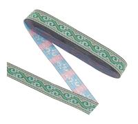 FINGERINSPIRE 9 m Ruban Brodé Vintage 20 mm de Large Vert Broderie Polyester Ruban Motif Vague Ruban Jacquard Plat Style Ethnique Ruban Bricolage Artisanat Vêtements Décoration