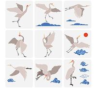 FINGERINSPIRE 9 Pcs Grue Pochoir 30x30cm Nuages Auspicieux Pochoirs Modèle Pochoirs de Grue Volante pour Modèle de Peinture Grands Pochoirs de Grue Réutilisables pour Décoration Murale de Meubles