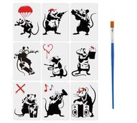 FINGERINSPIRE 9 Pochoir de Peinture Réutilisable Banksy Mouse de 21x29.7cm Motif de Rats Banksy Rats de Rue Pochoir Draffiti Thèmes Graffiti Motifs de Souris pour Peinture sur Bois Murs Meubles