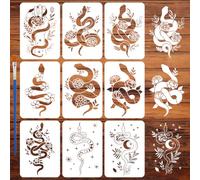 FINGERINSPIRE 9 Pochoir Serpent et Fleurs Botaniques pour Peinture Au Pinceau 21x29.7cm Réutilisable Modèle Étoile Lune Phase Lune Main Humaine Pochoir Thème Animal Modèle pour Peinture sur Bois