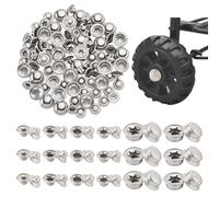 FINGERINSPIRE 90 Pcs Bouchon d Essieu Écrous à Encliquetage 6 Tailles Écrou Bouchon Essieu Couleur Platine Plat Rond Fournitures Fer pour Protection Roue Protection Chariot Skateboard pour Moyeu Roue