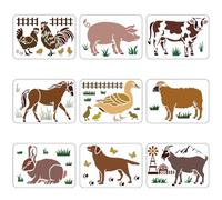 FINGERINSPIRE 9pcs Pochoir Animaux de Ferme 29.7x21cm Pochoirs de Ferme Volaille Animal Dessin Pochoir Animaux Modèle pour Peinture sur Murs Toile Bois Carrelage Papier Sol