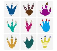 FINGERINSPIRE 9Pcs Pochoir de Peinture D'Empreintes de Dinosaures 15x15cm Modèles de Peinture D'Animaux Modèle D'Empreinte D'Animaux Pochoir pour Bois Mur Tissu Meubles Décoration D'Intérieur DIY