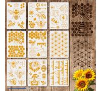 FINGERINSPIRE 9Pcs Pochoirs à Thème Abeille pour Peinture Avec Pinceau 21x29.7cm Pochoir Nid D'Abeille Réutilisable Pochoir à Thème Animalier en Plastique Pet pour Décoration Murale et Sol