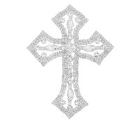 FINGERINSPIRE Applique Croix en Strass Argenté Fingerinspir Avec Cristal Décoration en Alliage de Verre et Strass en Croix à Coudre ou à Coller pour Loisirs Créatifs Vêtements Sacs Chapeaux Chaussures