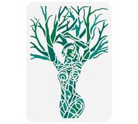 FINGERINSPIRE Arbre de Vie Peinture Grand Pochoir 21x29.7cm PET Personnage Pulvérisation Grand Pochoir Réutilisable Minimaliste dessin Au Trait Femme Pochoir Déesse Arbre Pochoir Arbre Forme Humaine