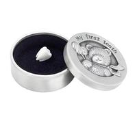 FINGERINSPIRE Boîte à Souvenirs de Ma Première Dent Boîte-Cadeau en Forme D'Ours en Argent Antique Avec Support Organisateur de Collection de Dents Velours à L'Intérieur pour Que Bébés Gardent Mémoire