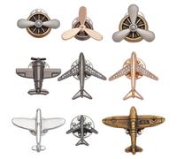 FINGERINSPIRE Broche D'Avion 9 Style Alliage Hélice Avion Avion Épinglette Vintage Vol Aviateur Broche Broches pour Pilote Passionné de Voyage Costume Col Accessoire