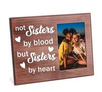 FINGERINSPIRE Cadre Photo Not Sister By Blood But Sister By Heart 10x15 cm Cadre Photo Meilleur Ami à Suspendre/Table Rustique en Bois pour Cadeaux D'Amitié pour Besties Soul Sisters