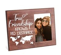 FINGERINSPIRE Cadre photo True Friendship Knows No Distance 10 x 15 cm - Cadeau d'amitié longue distance - Cadres photo à suspendre pour amis - Cadre photo en bois pour remise de diplôme