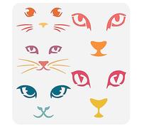 FINGERINSPIRE Catface Pochoir pour Peinture 30x30 cm Réutilisable Cat Eyes Dessin Gabarit Chat Expression Faciale Peinture Pochoir Plastique Évider Pochoirs DIY Décoration Pochoir