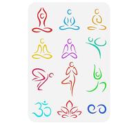 FINGERINSPIRE Chakra Pochoir 29.7x21cm Yoga Symboles Pochoir Plastique Yoga Pose Symbole Modèles de Lotus Modèle Yoga Méditation Pochoir Réutilisable DIY Pochoirs pour Woon Wall Home Decor