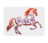 FINGERINSPIRE Cheval Pochoir pour Peinture 29.7X21 cm Réutilisable Cheval Au Galop Peinture Pochoir Traditionnel Indien Graffiti Motif Cheval Modèle DIY Artisanat Pochoir pour Peinture sur Mur Bois