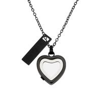 FINGERINSPIRE Collier Commémoratif Cœur pour Cendres 55cm Long Chaîne Bijou Crémation Couleur Noire Avec Pendentif Cœur en Verre Urne Souvenir Acier Inoxydable pour Mémoire Souvenir Des Êtres Chers