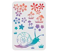 FINGERINSPIRE Escargot Champignon Fleurs DIY Pochoirs, 29.7x21cm Plante Mur Peinture Scrapbook Coloriage Gaufrage Album Modèle Décoratif pour Bois Toile Meubles Carte