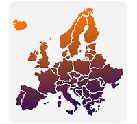 FINGERINSPIRE Europe Carte Pochoir 30x30 cm - Évider Royaume-Uni, Allemagne, France, Italie, Espagne - Réutilisable pour Dessin, Voyage, Album Photo, Mur, Papier