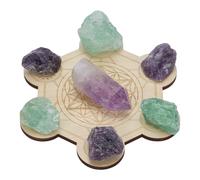 FINGERINSPIRE Grille Hexagonale en Bois Avec Motif Chakra Plaque en Bois Couleur Papayawhip 134x148x5mm pour la Guérison Énergétique Des Cristaux la Méditation la Décoration Le Yoga les Accessoires