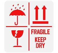 FINGERINSPIRE Keep Dry Fragile Up Texte Pochoir 30x30 cm Réutilisable Keep Dry Sign Pochoir de Dessin DIY Craft Fragile Up Sign Pochoir de Peinture pour Boîte D'Emballage Pochoir pour Papier de Bois