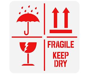 FINGERINSPIRE Keep Dry Fragile Up Texte Pochoir 30x30 cm Réutilisable Keep Dry Sign Pochoir de Dessin DIY Craft Fragile Up Sign Pochoir de Peinture pour Boîte D'Emballage Pochoir pour Papier de Bois