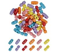 FINGERINSPIRE Lot de 48 mini boutons à bascule colorés en alliage à 1 trou et 2 trous - 10 x 5 mm - 6 couleurs - Micro olive - Boutons à coudre - Petits boutons de bowling à coudre pour loisirs