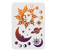FINGERINSPIRE Lune Soleil Planète Pochoir Décoration Modèle 29.7x21cm en Plastique Espace Planète Étoiles Dessin Peinture Pochoirs Rectangle Réutilisables pour Peinture