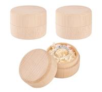 FINGERINSPIRE Mini Boîte Ronde en Bois de Hêtre 4.7x3.5cm Amande Blanchie | Petite Boîte à Bagues DIY pour Noms Date, pour Rangement de Bague, Bijoux, Boucles D'Oreilles, Bibelots et Demande en Mariage