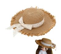FINGERINSPIRE Mini Chapeaux de Paille pour Travaux Manuels 87.5mm de Diamètre Couleur Burlywood Petits Chapeaux de Paille avec Nœud Blanc Petites Décor Cow Boy DIY Accessoires Tricot Casquette Tissée