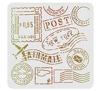 FINGERINSPIRE Modèle de décoration de pochoirs postaux 30x30cm en plastique Post New York Words Stencils Pochoirs réutilisables carrés pour la peinture sur bois, sol, mur et tissu