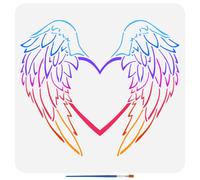 FINGERINSPIRE Modèle de Peinture D'Amour D'Aile Avec Pinceau 30X30cm Modèle de Peinture D'Ailes D'Ange Pochoirs de Peinture à Thème Fantastique Pochoir D'Art de DIY Réutilisable pour Tissu Mural Bois
