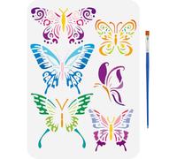 FINGERINSPIRE Modèle de Peinture de Papillon Avec Pinceau 29.7X21cm Divers Modèles de Peinture à Thème de Papillons Pochoirs D'Insectes Pochoir D'Artisanat D'Art DIY Réutilisable pour Murale Maison