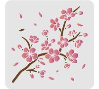 FINGERINSPIRE Modèle de Pochoir de Fleur de Cerisier 30X30cm en Plastique Fleur de Cerisier Branche Dessin Pochoirs de Peinture Pochoirs Réutilisables Carrés pour la Peinture