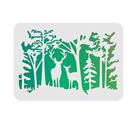 FINGERINSPIRE Modèle de Pochoir de Forêt Réutilisable 29.7x21cm en Plastique - Cerf Dessin Rectangle pour la Peinture