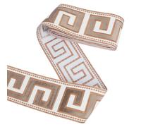 FINGERINSPIRE Passementerie Brodée 3m 94mm de Large Ruban Jacquard Polyester Couleur Tan Bande de Rideau Géométrique pour Bordures de Drapes et Décoration
