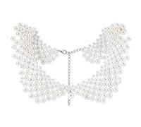 FINGERINSPIRE Perles perlées faux collier imitation perle faux collier de stand couleur coquillage collier de déclaration de perles collier de chemisier détachable collier ras du cou dissident