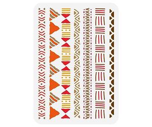 FINGERINSPIRE Pochoir à Motif D'Éléments en Toile de Boue 21x29.7cm, Modèle de Dessin de Frontières Tribales, Cadre Floral Bohème Africain, Pochoirs pour Peinture Sur Bois, Mur, Tissu, Papier, Meubles