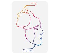 FINGERINSPIRE Pochoir abstrait 21 x 29,7 cm Deux visages de femmes Plastique Réutilisable Décoration murale et meubles