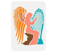 FINGERINSPIRE Pochoir Ange Avec Harpe 29.7x21cm Pochoir de Peinture Statue D'Ange Pochoir Logo Ange Réutilisable Pochoir Anges Jouant Pochoir Ailes D'Ange Dessin Pochoir pour Panneaux en Bois DIY